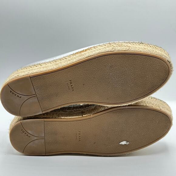 PRADA Metallic Silver Napa Platform Espadrille Sneaker Sz 40 / 10 $730 - Picture 9 of 10